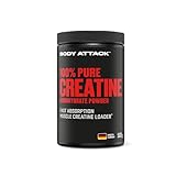 Body Attack Creatin Monohydrat 500 g Pulver - Made in Germany - hochwertiges mikrofeines Kreatin Monohydrat - Reines Kreatin Pulver zum Selbstdosieren - Produkt der Kölner Liste - gute Löslichkeit
