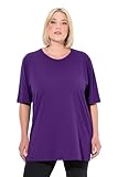 Ulla Popken Damen T-Shirt, Rundhalsausschnitt, Relaxed, Halbarm Tunika-Shirt, Tiefes Violett, 46-48 EU