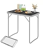 eSituro Campingtisch Klapptisch auf Balkon, Beistelltisch klappbarer Balkontisch, Faltbarer Tisch, Gartentisch mit Griff, aus MDF Metall 80x50x70 cm Schwarz