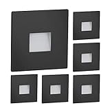 ledscom.de 6 Stück LED Treppenlicht/Wandeinbauleuchte FOW für innen und außen, Downlight, eckig, schwarz, 85 x 85mm, warmweiß