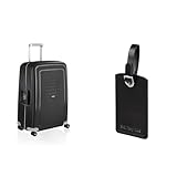 Samsonite S'Cure - Spinner M Koffer, 69 cm, 79 L, Schwarz (Black) & Global Travel Accessories, Rechteckiger Gepäckanhänger, 10 cm