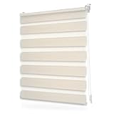 Lichtblick OO.DR.070.130.20 Duo Rollo ohne Bohren, verspannt, Blickdicht Natur, 70 cm x 130 cm (B x L)