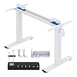 FLEXISPOT Höhenverstellbarer Schreibtisch Gestell, Elektrisch Tischbeine mit 2 Motoren & LED-Höhenanzeige & 4 Speicherfunktionen, inkl. 2 Haken & Kabelmanagement, Weiß