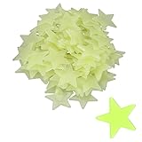 Niuhong Fluoreszierende Wandtattoos 100 Pcs Leuchtende Sterne Leuchten Dunkeln 3D Sternaufkleber Dekoration Stern Wandtattoo Zimmer Schlafzimmer Decke Abziehbilder Schalter Aufkleber Sticker (Gelb)