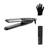 Rowenta x KARL LAGERFELD Thermostyle Haarglätter, Titanium-Beschichtung, Straight & Curl, Temperatur von 150°C bis 230°C, effiziente Glättleistung, Verriegelungssystem, Schwarz/Silber/Rot, SF712LE0