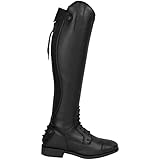 RL24 - Winter Reitstiefel für Damen Calgary – warme Damenstiefel zum Reiten – Stiefel aus Kunstleder mit Teddyfell & Reißverschluss – Winterstiefel in schwarz – Gr. 39 extra kurz/eng