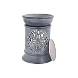 NKlaus Räucherstövchen 10x7,6cm Speckstein – mit Lebensbaum-Motiv, handgeschnitzt & Räuchersieb, für Harze, Meditation, Rituale & Dekoration 16692