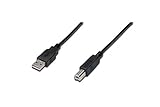 DIGITUS USB 2.0 Kabel - 1,8 m - USB-A zu Typ-B - 480 Mbps - Verbindungskabel für Computer, Notebooks, Hubs, Drucker - Schwarz