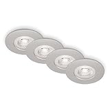 BRILONER Leuchten - 4er Set Einbauleuchten Decke LED, Einbaulampen ultraflach, Einbaustrahler Bad, Badeinbaustrahler IP44, Chrom-Matt, 90x25 mm (DxH), 7998-044