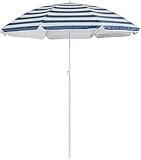 Strandschirm, blau, rund, 160 cm, UV-Schutz, wasserdichtes Segeltuch, ideal für Terrasse, Balkon, Strand und Garten, blau, 160 cm