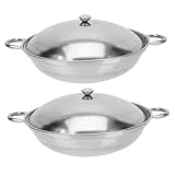 NOLITOY 2 Stück Pfannen zum Kochen topf antihaftbeschichtet non stick pan drypot Induktionskochgeschirr Bratpfanne mit Deckel Töpfe für den täglichen Gebrauch Henkeltopf aus Metall Silver