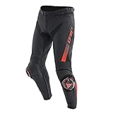 Dainese Motorradhose Super Speed Lederhose Stiefelhose, Black/RED-Fluo, 50