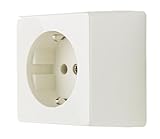 REV Aufputzsteckdose Standard - Schutzkontakt Steckdose Aufputz 1-fach, cremeweiß