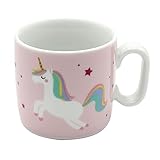 Dekohelden24 Kinder-Becher/Tasse mit Henkel/Einhorn/Spruch - Meine Glitzerwelt/H/Ø ca. 6,8 x 7,4 cm, Fassungsvermögen 150 ml, Porzellan, 940331