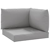vidaXL Palettenkissen 3-TLG., Palettenauflage für Europaletten, Palettenpolster Palettensofa Outdoor Indoor, Sitzkissen Rückenkissen Seitenkissen, Grau Oxford-Gewebe