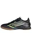 adidas Unisex F50 League Indoor Football Boots, Core Black/Iron Metallic/Lucid Lemon, 43 1/3 EU