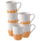 Villeroy & Boch - Fleur Soleil Henkelbecher 6er Set, Becher für Kaffee & Heißgetränke, Tasse mit Griff, Kaffeebecher, Kaffeetasse, Spülmaschinenfest & Mikrowellensicher, Premium Porzellan, Gelb