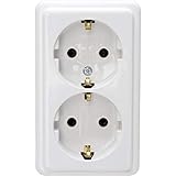 Kopp Schutzkontakt-Steckdose, 2fach, Aufputz-Steckdose, 16A, 250V, aktis-weiß, 102502002