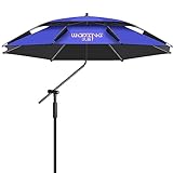 RRHCW Angelschirm Tragbar Strandschirm Angler Campingschirm UV Schutz Regenschirm 360° Drehbar Mit UV-Schutz I Sonnenschirm Knickbar I Für Strand & Freibad I Strandschirm-Lake Blue||200cm/6.5ft
