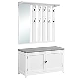 VASAGLE Schuhbank Wandgarderobe Set, Garderobe mit Spiegel,...