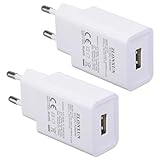 2er Pack USB Ladegerät 5V-2A - Netzteil Stecker - Netzstecker Steckdosenadapter Ladestecker Compatible iPhone,BlackView,Lautsprecher,Tischleuchte,E-Book Reader,Tablet Kinder,Kopfhörer (2er-Pack)