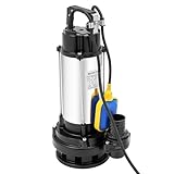 POTYYH Schmutzwasserpumpe, Edelstahl Tauchpumpe mit Schwimmerschalter, Max. Förderhöhe 22m, Max. Eintauchtiefe 30m, Fördermenge 36000L/h, Pumpe für Schmutzwasser, 1500W 2850 U/min