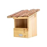 mgc24 Vogelhaus für Rotkehlchen - Wildvogel Nistkasten zum Aufhängen für Garten und Balkon, aus Holz wetterfest, Naturoptik mit Rindendach, 20,3 x 21,5 x 24,3 cm