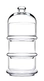 PASABAHCE 488854 Patisserie Basic Set 3 stapelbare Behälter mit Kuppel, Glas, transparent,,12x26 cm