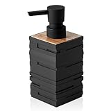 Moderne Seifenspender Schwarz Holz, Spülmittelspender für Küche Arbeitsplatte, Ästhetik Seifenspender Bad für Badezimmer, Seifenspender Kunststoff mit Pumpspender (Schwarz)