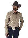 Wrangler Herren Westernhemd, Cowboy-Schnitt, Zwei Taschen, langärmelig, mit Druckknöpfen - Khaki - Groß