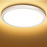 Deckenlampe Led Deckenleuchte Flach Rund - Warmweiß 18W 3000K 1600LM IP44 LED Badezimmer Lampe Badlampe Decke Küchenlampe für Bad Flur Schlafzimmer Balkon Wohnzimmer Küche Keller Lampe UltraDünn 223mm