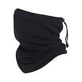 Oscenny Schlauchschal Herren Damen Verstellbarer Kordelzug Stretch Antistatisches Fleece Warmhalten Auch unter 0℃ für Winter Kühles Kaltes Wetter Skifahren Radfahren Motorrad Laufen Winter(Schwarz)