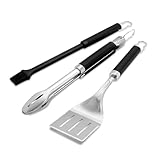 Weber 6772 Precision 3-Piece Grilling Tool Set, Black/Silver