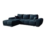 BROMARKT NUBES Ecksofa - Eckcouch mit Schlaffunktion und Bettkasten - Wohnzimmer Couch - Eckcouch - Sofa L Form - Bettsofa - Wohnzimmer Möbel - Big Sofa mit Schlaffunktion - 294x184 cm - Marineblau