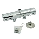 JNVFTCUX Thermostat-Brausebatterie Mischbatterie Wasserhahn Doppelgriff Chrom poliert Thermostatmischventil