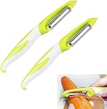 Sparschäler Schäler Kartoffelschäler Spargelschäler Apfelschäler Gemüseschäler Pendelschäler, Universalschäler, Ergonomischer Silikongrif für Gemüse Kartoffel und Karott Gemüseschäler (Grün)