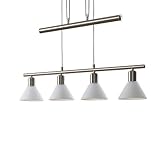 Lindby Hängelampe 4 flammig, höhenverstellbar, Esstisch Pendelleuchte Glas Metall, Hängeleuchte für Esszimmer, Wohnzimmer, Balkenpendelleuchte, Glasleuchte