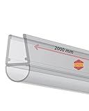 Gedotec Duschtürdichtung streifend 2000mm, Premium Duschdichtung 6 mm - 8 mm, Schwallschutzleiste Dusche als Glasbodendichtung transparent, Duschdichtungen für Duschtüren wasserabweisend