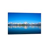 MUHJDYC Landschaftsbilder auf Leinwand-Natur Bild auf Leinwand-Schnee Berg See Modern Leinwandbilder Wohnzimmer Schlafzimmer Poster 50x75cm Umwickelte Leinwand