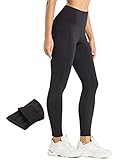 Comallan Damen Winter Thermo Leggings，Wasserdicht Lauf Yoga Fitness Training Wanderhosen Sport Hosen，Mit Fleece gefüttert und Taschen，Schwarz S