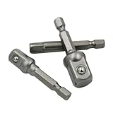 SEWACC 3 STÜCKE Teiliges Stecknuss Adapter Set Square Impact Socket Verlängerung Edelstahl Vanadium Schnellwechsel Kugelrastung Kompatibel mit Akku Bohrern und Schlagschraubern