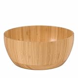 OHS Salatschüsseln, runde Salatschüssel aus Holz, Küchenset, Servierschüssel für Salat, Obst, Desserts, Snacks, Servierplatte, langlebig, leicht, Bambus, 24 x 10 cm