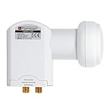 RED OPTICUM LTP 04H Twin LNB I Hitze- & kältebeständiger Digital-LNB 2-fach mit nur 0.1dB Rauschmaß und ausziehbarem Wetterschutz I Full HD - 3D - UHD - 4K Ready I Sat-LNB für 2 Teilnehmer weiß