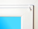 Dekondo Gardinenstange 'Easy', weiß, ausziehbar, inkl. Fensterhaken, Klemmbereich 15-20mm, Befestigung oben oder seitlich am Fenster (15-20mm Fensterdicke) (80-100cm)