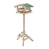 Relaxdays Vogelhaus mit Ständer HBT 100 x 37 x 43 cm Vogelhäuschen aus Holz als Vogelfutterhaus für Zaunkönig und Eichelhäher schicke Vogelfutterstelle und Vogelvilla mit grünem Dach, Natur, 10020086, GrÃße A