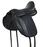 A&M Reitsport Baumloser VSD Sattel 1148 aus Leder, mit Klettkissen wechselbares Kopfeisen, Größe:17.5 Zoll