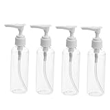 BELLIFFY 4er Set 100ml Reise Lotion Spenderflaschen Tragbare Pumpspender Für Shampoo Kosmetik Und Flüssigkeiten Weißer Druckpumpverschluss Für Unterwegs