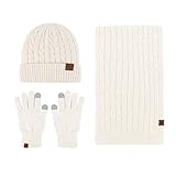 RUIRUILICO Damen Beanie Mütze Plüschfutter Merino Wollmütze Herbst Winter Warme Winddicht Wintermütze Weicht Slouchy Mützen Herren Mode Plissee Strickmütze