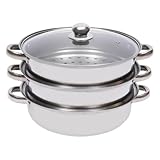 Dampfgartopf Aus Edelstahl – 11-Zoll-Induktionskochgeschirr, Mehrschichtiges Kochset, Glasdeckeldesign, Gleichmäßige Wärmeverteilung | Praktischer Küchendampfgarer Für Die Zubereitung Von Meeresfrücht