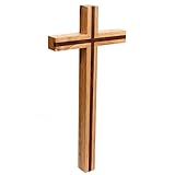 VOSAREA Wandkreuz Echtes Holz Buche Kreuz Kruzifix Holzkreuz Kreuz Wand Anhänger Auferstehungskreuz Christliches Katholisches Kruzifix Ornament Geschenkidee für Wand